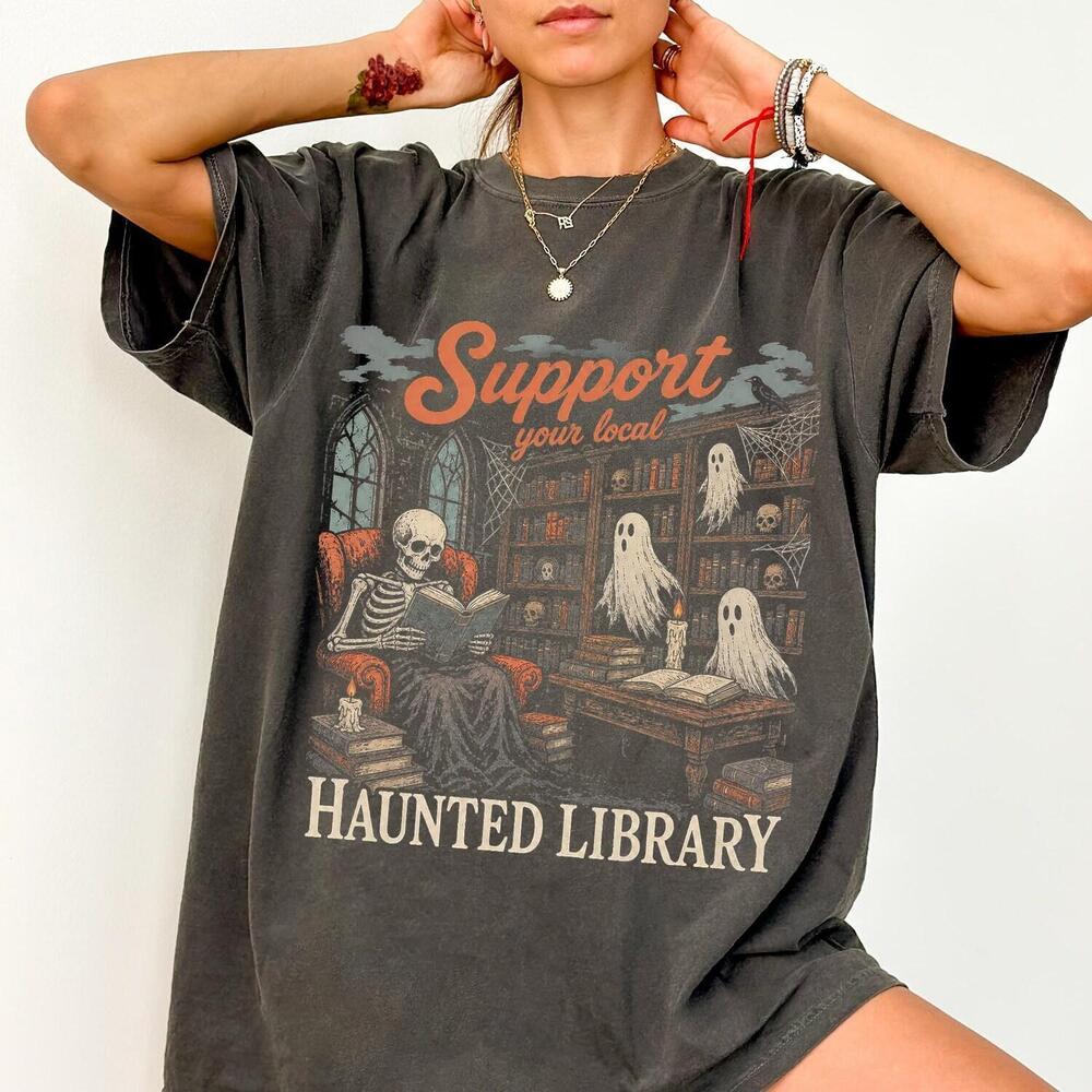 Support Your Local Haunted Library Shirt, Book Lover Halloween